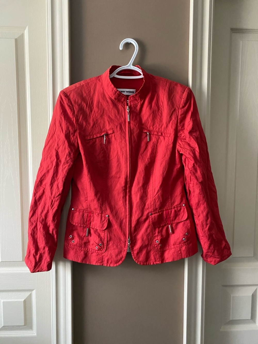 Gerry Weber Bright Red Zip-Front Utility Jacket